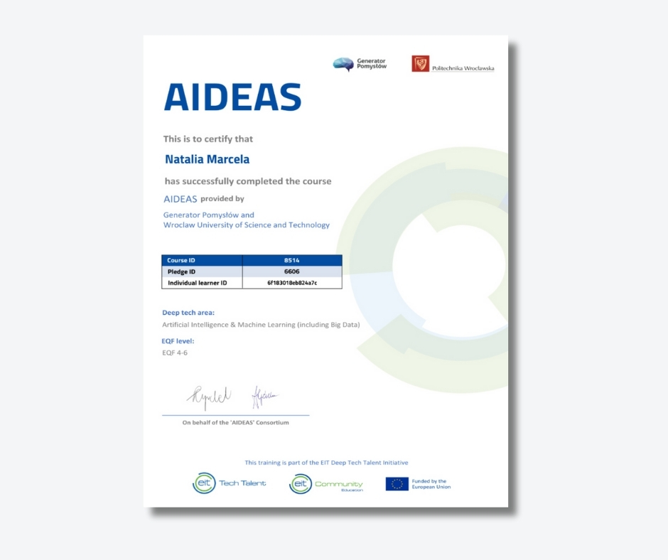 Certyfikat AIDEAS