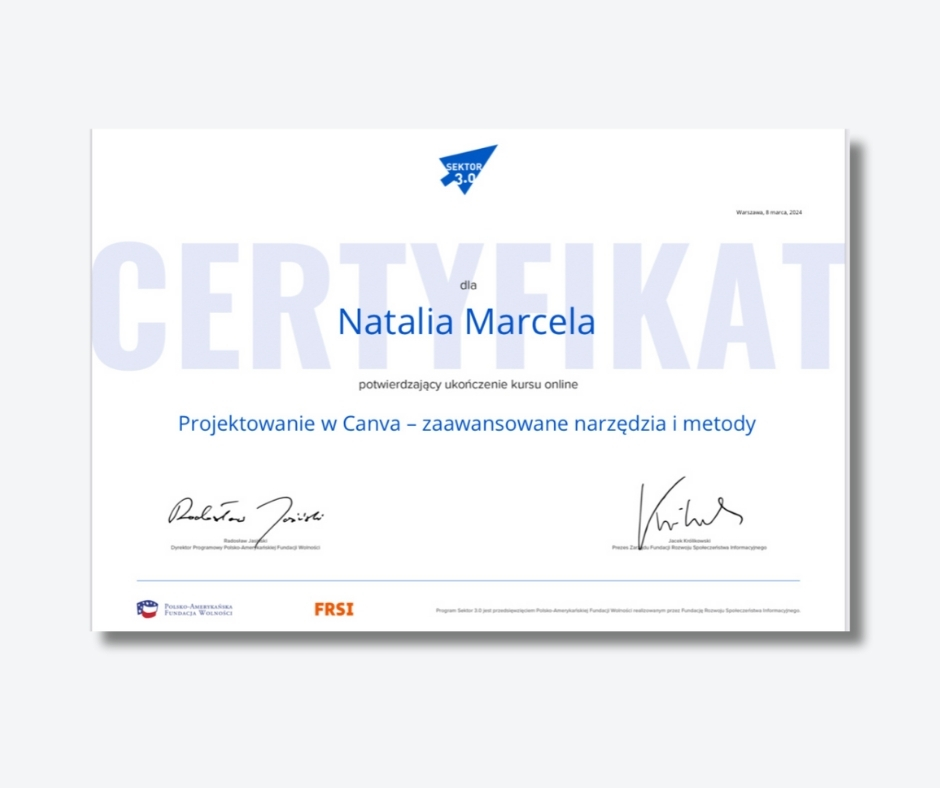 Certyfikat Canva
