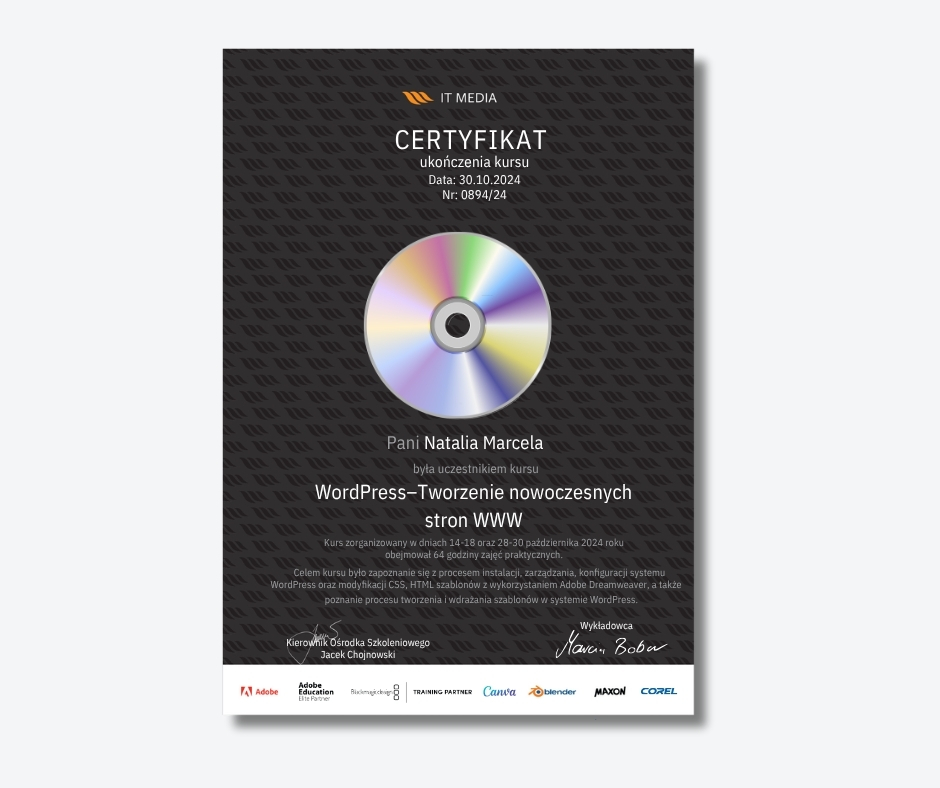 Certyfikat WordPress